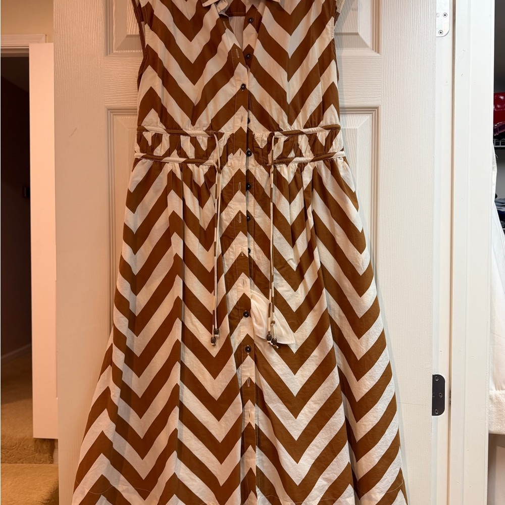 Maeve Chevron Patterned Women’s Maxi Dress - Brown and White